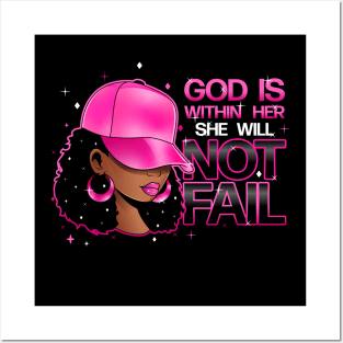 God is within her, she will not fail, Pink Hat Posters and Art